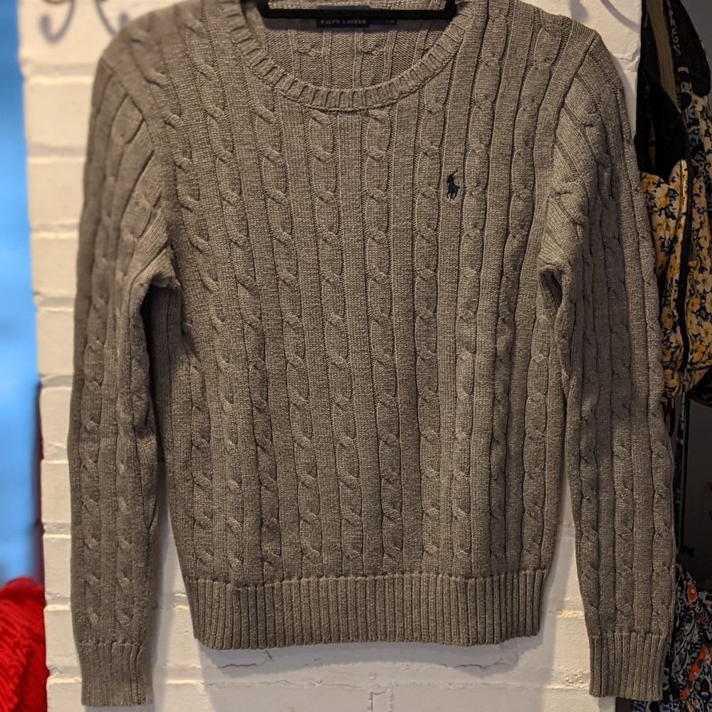Ralph Lauren Grey Cotton Pullover Sweatshirt